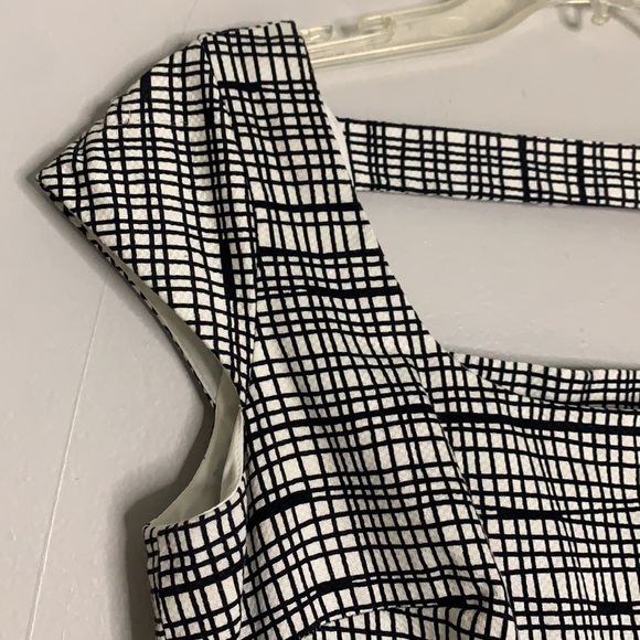 Nine West A Line Art eyelet Addams open back Midi holiday dress 8 black white - Picture 3 of 7